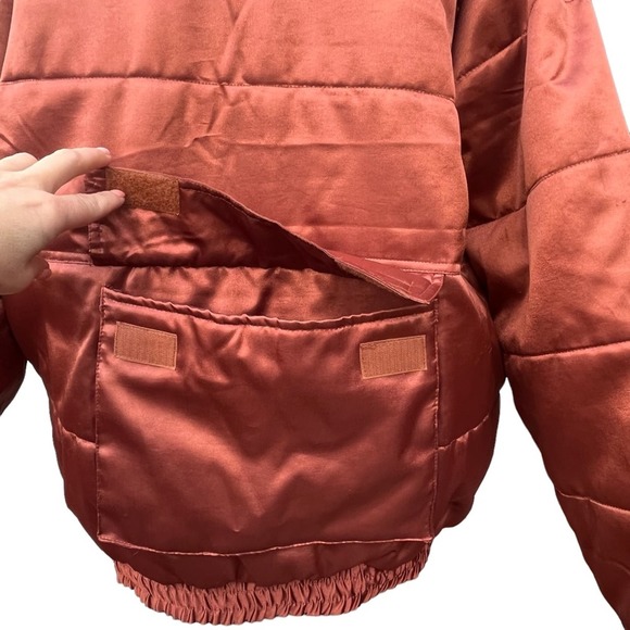 VINTAGE  Metallic Orange Puffer coat vest combo Ski Jacket Streetwear Pockets - Picture 5 of 7